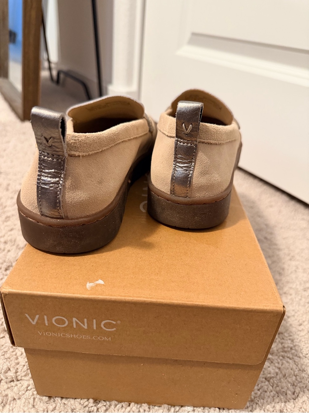 Vionic Women's Cream and Silver Metallic Penny Loafers - Picture 3 of 5